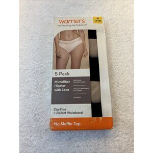 Warners No Pinching No Muffin Top Mid Waist Panties 5 Pack SZ Women M(8-10) NEW